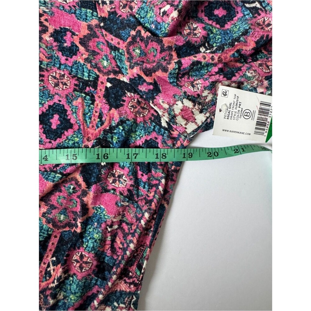 Karen Kane Pink Multicolor Abstract Print Drape Front Top Size Large Petite NWT - Picture 5 of 8